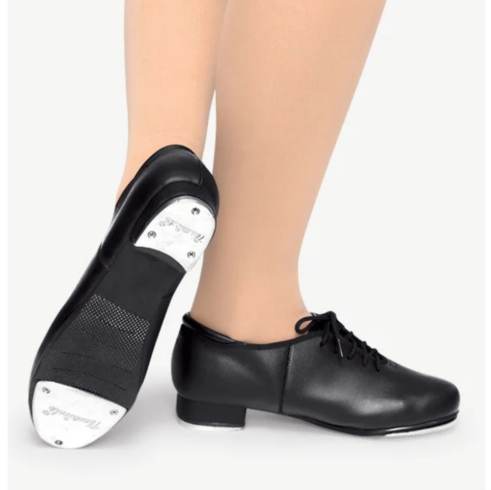 Black Tap dance shoes for kids Unisex By SoDanca faux leather Size 4.5